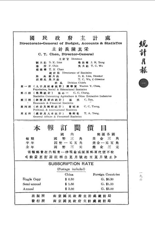 中国社会科学院近代研究所珍藏史料  统计月报